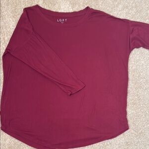 LOFT Red 3/4 Sleeve Relaxed T-Shirt